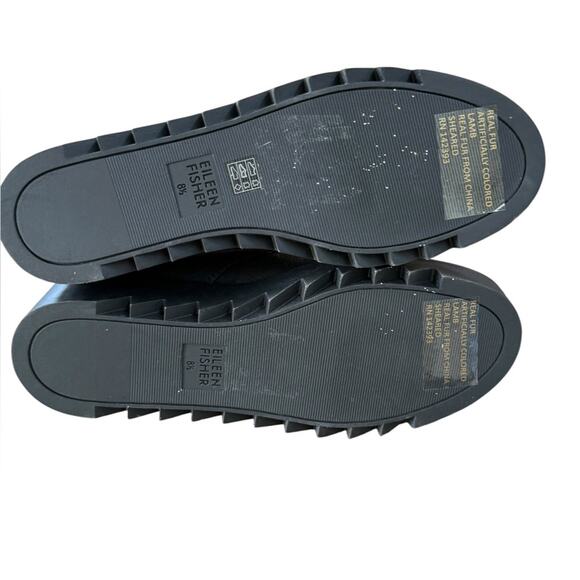 Eileen Fisher Kenille Genuine Shearling Trim Wedge Black Booties – 8.5 - Picture 6 of 6